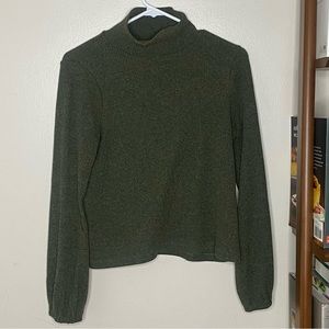 Madewell Green Mockneck Sweater with Feminine Details - Size M